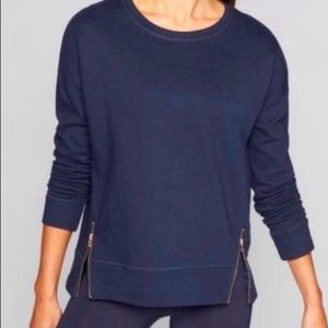 ATHLETA Cityscape Crewneck Sweatshirt with Zipper Detail at Hem